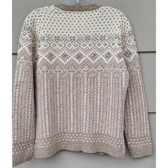 Womens cozy fair isle button down sweater - Picture 4 of 10